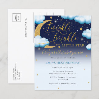 Niedlich Twinkle Little Star Blue Boy Erster Gebur Einladungspostkarte