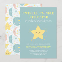 Niedlich Twinkle Little Star Blue Yellow Baby Dusc Einladung