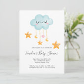 Niedlich Twinkle Twinkle Cloud Stars Babydusche Einladung (Stehend Vorderseite)