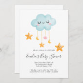 Niedlich Twinkle Twinkle Cloud Stars Babydusche Einladung (Vorne/Hinten)