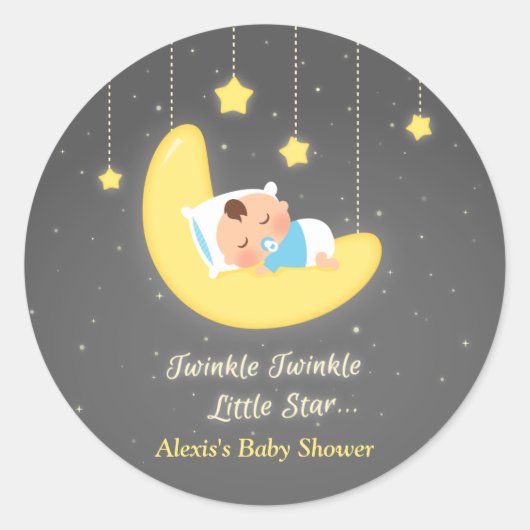 Niedlich Twinkle Twinkle Little Star Baby Dusche Runder Aufkleber (Vorderseite)