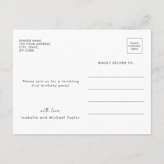 Niedlich Twinkle Twinkle Little Star Einladungspostkarte (Rückseite)