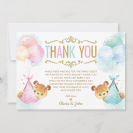 Niedlich Twins Baby Boy Girl Teddy Bears Baby Dusc Dankeskarte