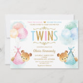 Niedlich Twins Baby Girl Boy Teddy Bears Baby Dusc Einladung (Vorderseite)