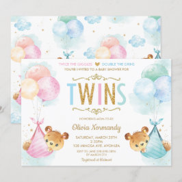 Niedlich Twins Baby Girl Boy Teddy Bears Baby Dusc Einladung