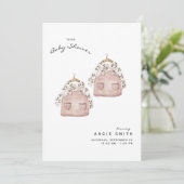 Niedlich Twins Girls Kinderdusche Einladung (Stehend Vorderseite)