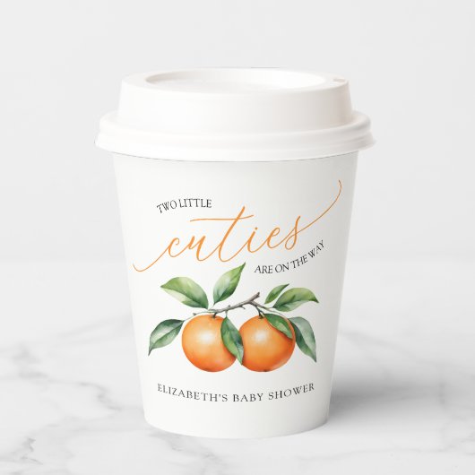 Niedlich Twins Orange Baby Dusche Pappbecher (Vorderseite)