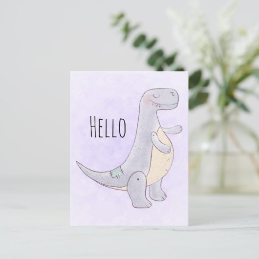 Niedlich Tyrannosaurus Rex Dinosaurier Toy Hallo Postkarte (Stehend Vorderseite)