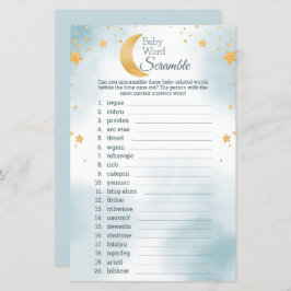 Niedlich über dem Mond Baby Shower Word Scramble G