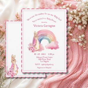 Niedlich über dem Regenbogen Pink Watercolor Babyd Einladung