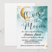 Niedlich über der Mond-Babydusche Einladung (Vorne/Hinten)