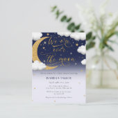 Niedlich über der Mond Babydusche Einladungspostkarte (Stehend Vorderseite)