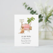 Niedlich "Umzug mit Hundebewegung Ankündigung Post Postkarte (Stehend Vorderseite)