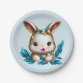 Niedlich und Adorable Kawaii Baby Bunny Pappteller (Vorderseite)