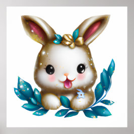 Niedlich und Adorable Kawaii Baby Bunny Poster