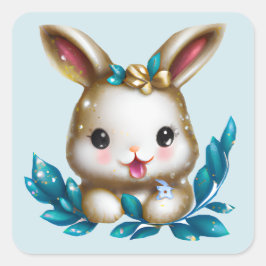 Niedlich und Adorable Kawaii Baby Bunny Quadratischer Aufkleber