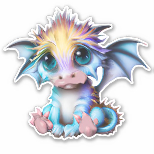 Niedlich und Adorable Kawaii Baby Dragon Aufkleber (Vorderseite)