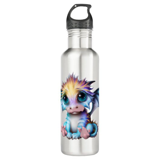 Niedlich und Adorable Kawaii Baby Dragon Edelstahlflasche (Vorderseite)