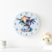 Niedlich und Adorable Kawaii Baby Dragon Große Wanduhr (Zuhause)