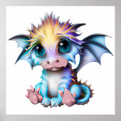 Niedlich und Adorable Kawaii Baby Dragon Poster (Vorne)