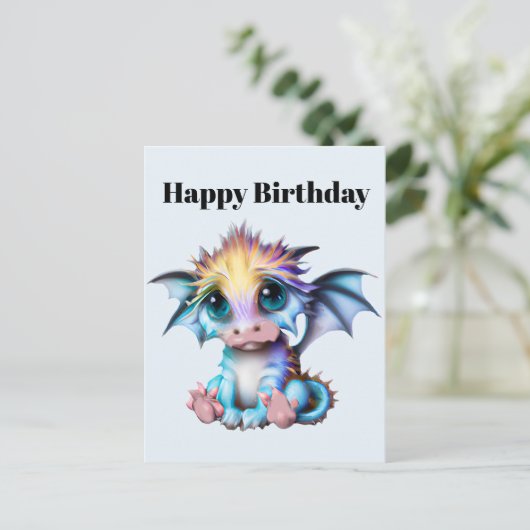 Niedlich und Adorable Kawaii Baby Dragon Postkarte (Stehend Vorderseite)