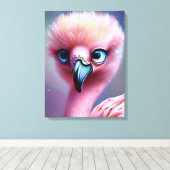 Niedlich und Adorable Kawaii Baby Flamingo Leinwanddruck (Insitu (Holzboden))