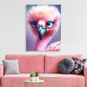 Niedlich und Adorable Kawaii Baby Flamingo Leinwanddruck (Insitu (Wohnzimmer))