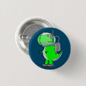 Niedlich und angry Astronaut T-Rex Dinosaur Button (Vorne & Hinten)