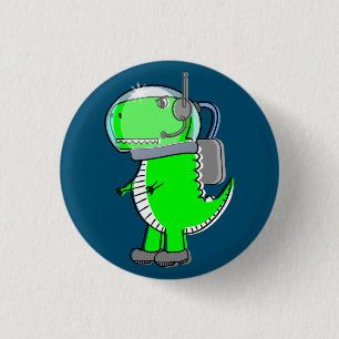 Niedlich und angry Astronaut T-Rex Dinosaur Button