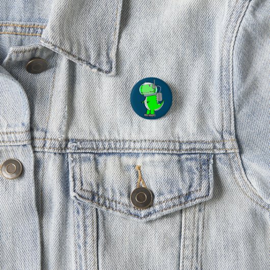 Niedlich und angry Astronaut T-Rex Dinosaur Button (Beispiel)