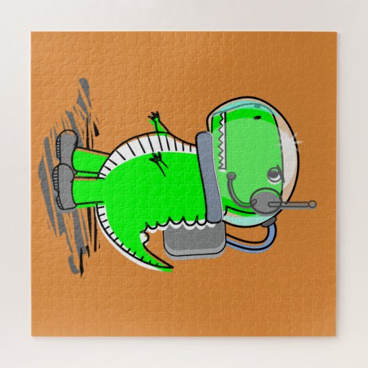 Niedlich und angry Astronaut T-Rex Dinosaur Puzzle (Horizontal)