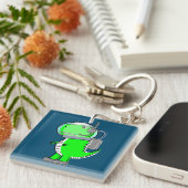 Niedlich und angry Astronaut T-Rex Dinosaur Schlüsselanhänger (Vorderseite rechts)