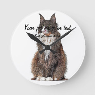 Niedlich und Cool, Maine Coon Cat Runde Wanduhr