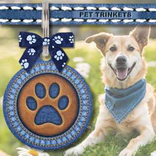 Niedlich und Country Blue Denim und Leather Pawpri Haustiermarke