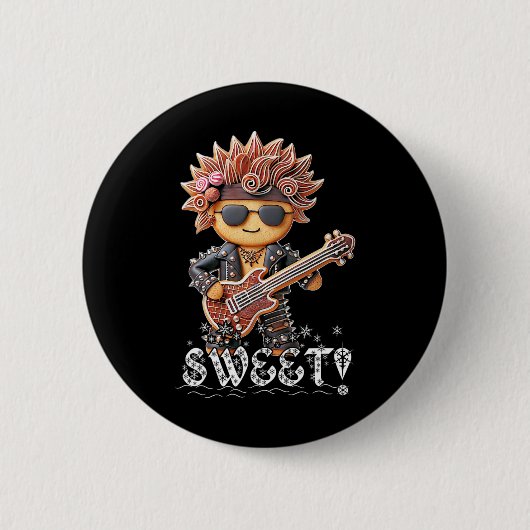 Niedlich und Edgy Christmas Gingerbread Rockstar S Button (Vorderseite)