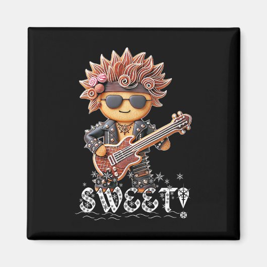 Niedlich und Edgy Christmas Gingerbread Rockstar S Magnet (Vorne)
