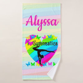 NIEDLICH UND FARBEITIG I LIEBE GYMNASTIK BADEHANDTUCH