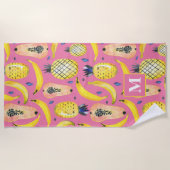 Niedlich und farbenfroh Banane Papaya & Ananas Strandtuch (Vorderseite)