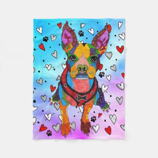 Niedlich und farbenfroh Boston Terrier Fleece Blan (Vorderseite)