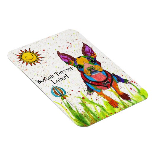 Niedlich und farbenfroh Boston Terrier Magnet (Rechte Seite)