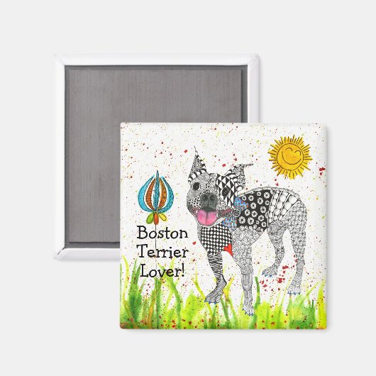 Niedlich und farbenfroh Boston Terrier Magnet 2" (Vorderseite/Rückseite)