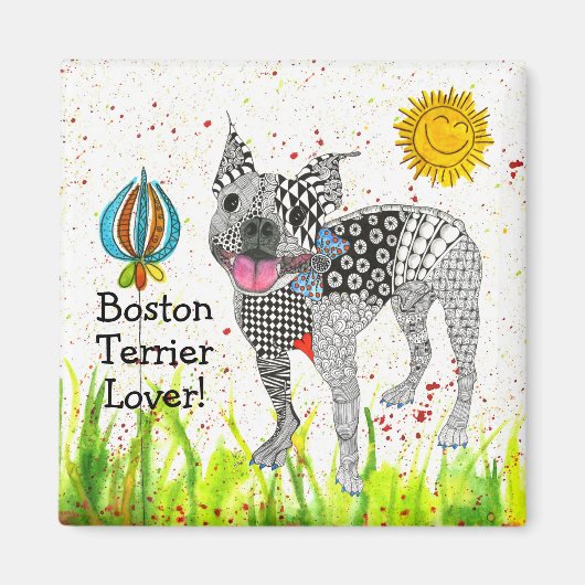 Niedlich und farbenfroh Boston Terrier Magnet 2" (Vorne)