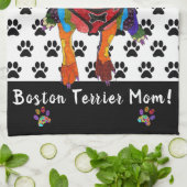 Niedlich und farbenfroh Boston Terrier Mama Handtu Geschirrtuch (Gefaltet)