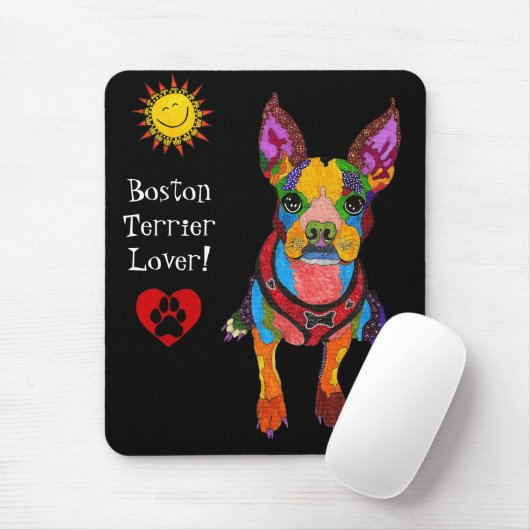 Niedlich und farbenfroh Boston Terrier Mousepad (Mit Mouse)