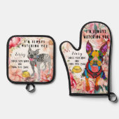 Niedlich und farbenfroh Boston Terrier Ofenhandschuh & Topflappen-Set (Vorderseite)