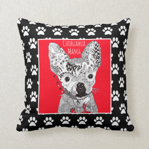 Niedlich und farbenfroh Chihuahua Paw Throw Kissen