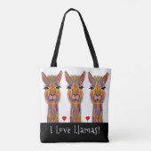 Niedlich und farbenfroh I Liebe Llamas Tote Tag Tasche (Rückseite)