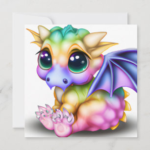 Niedlich und farbenfroh Kawaii Baby Dargon Feiertagskarte