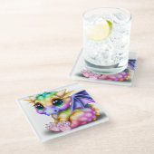 Niedlich und farbenfroh Kawaii Baby Dargon Glasuntersetzer (Schrägansicht)