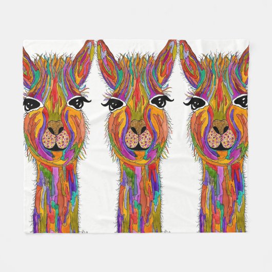 Niedlich und farbenfroh Llama Fleece Blanket (Vorderseite (Horizontal))